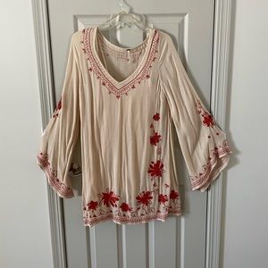 Free People embroidered dress with slip